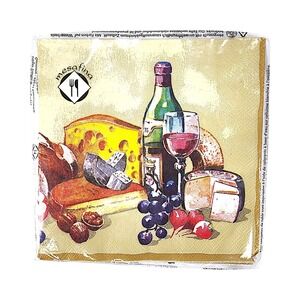 Vintage Mesafina Lunch Decoupage Napkins Wine Glass Grapes Sealed Package Of 20